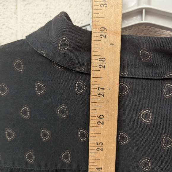 Toscano XL 100% silk button down shirt with short sleeves in black print - Picture 11 of 11